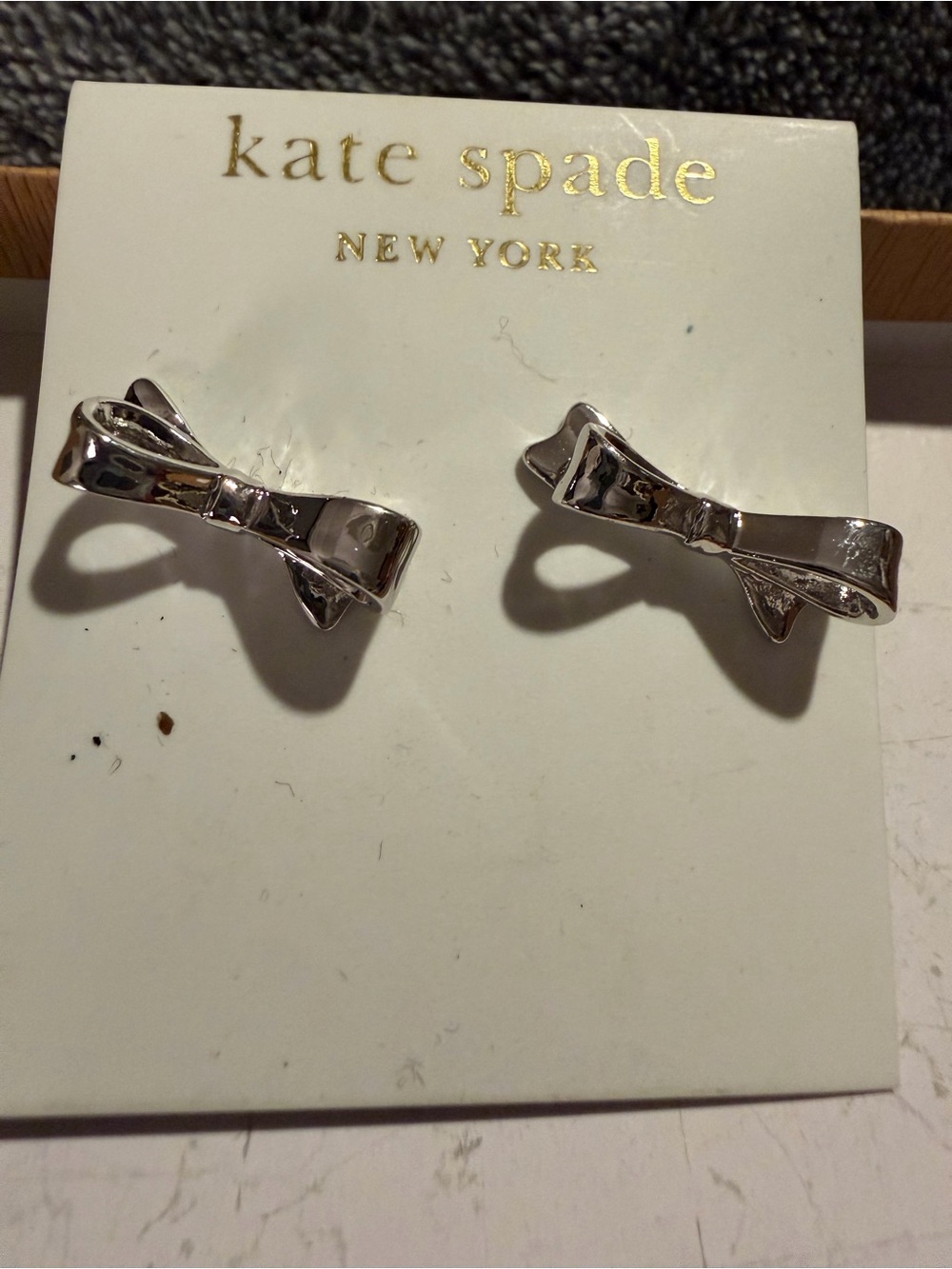 kate spade Silver Bow Stud Earrings  - Polished Bow Design